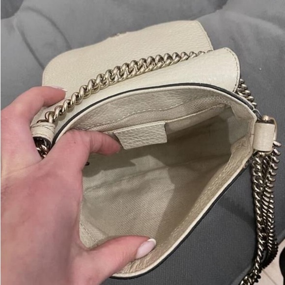 GUCCI ivory leather SMALL SOHO FLAP Shoulder Bag - Picture 8 of 9